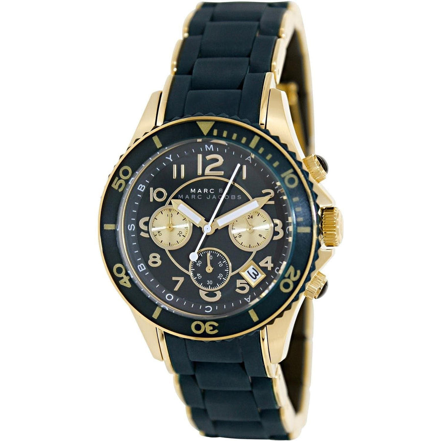 Marc Jacobs Rock Chronograph Green Dial Green Silicone Strap Watch for Women - MBM2597