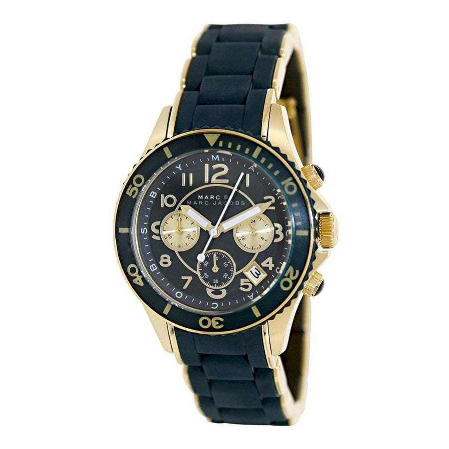 Marc Jacobs Rock Chronograph Green Dial Green Silicone Strap Watch for Women - MBM2597