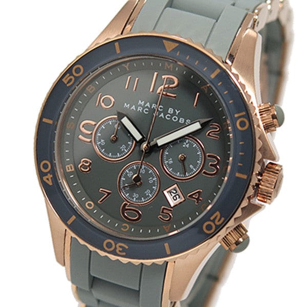 Marc Jacobs Rock Chronograph Grey Dial Grey Silicone Strap Watch for Women - MBM2550