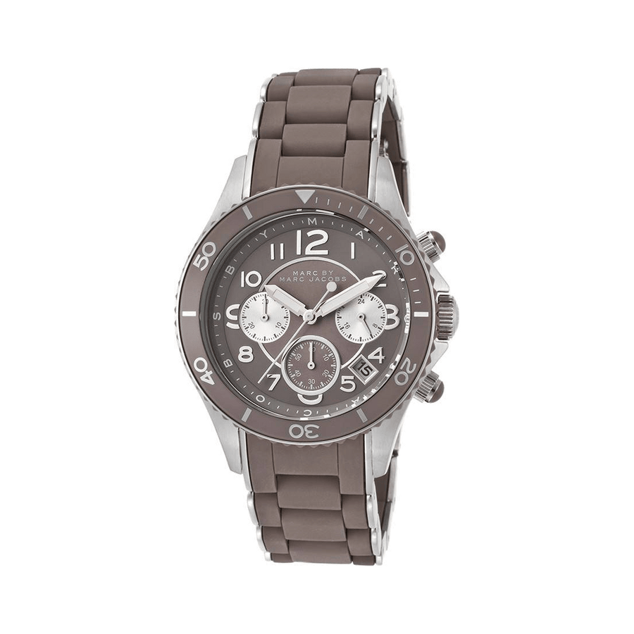 Marc Jacobs Rock Chronograph Grey Dial Grey Silicone Strap Watch for Women - MBM2595