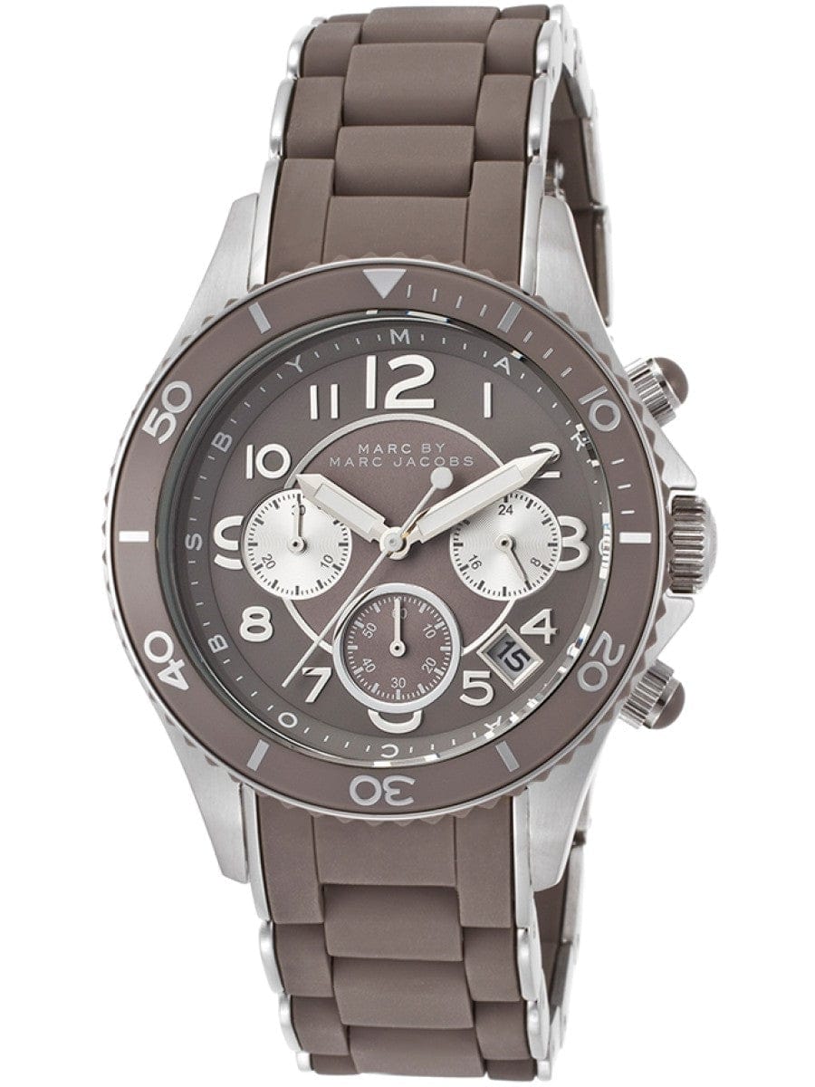 Marc Jacobs Rock Chronograph Grey Dial Grey Silicone Strap Watch for Women - MBM2595
