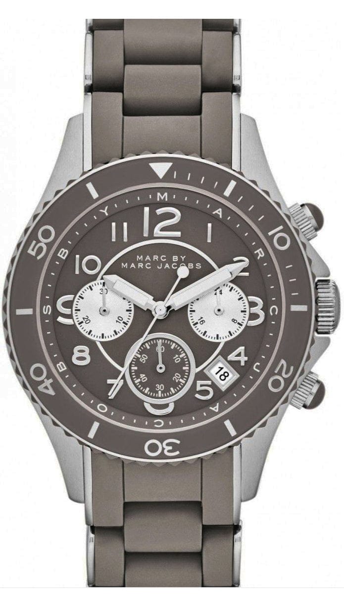 Marc Jacobs Rock Chronograph Grey Dial Grey Silicone Strap Watch for Women - MBM2595