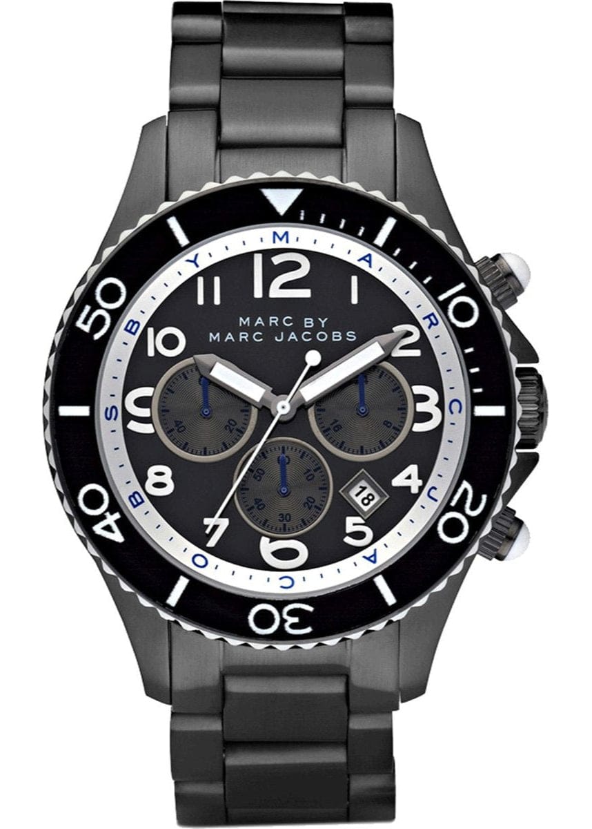 Marc Jacobs Rock Chronograph Limited Edition Gray Dial Gray Steel Strap Watch for Women - MBM5025