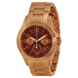 Marc Jacobs Rock Chronograph Mother of Pearl Red Dial Rose Gold Steel Strap Unisex Watch - MBM3251