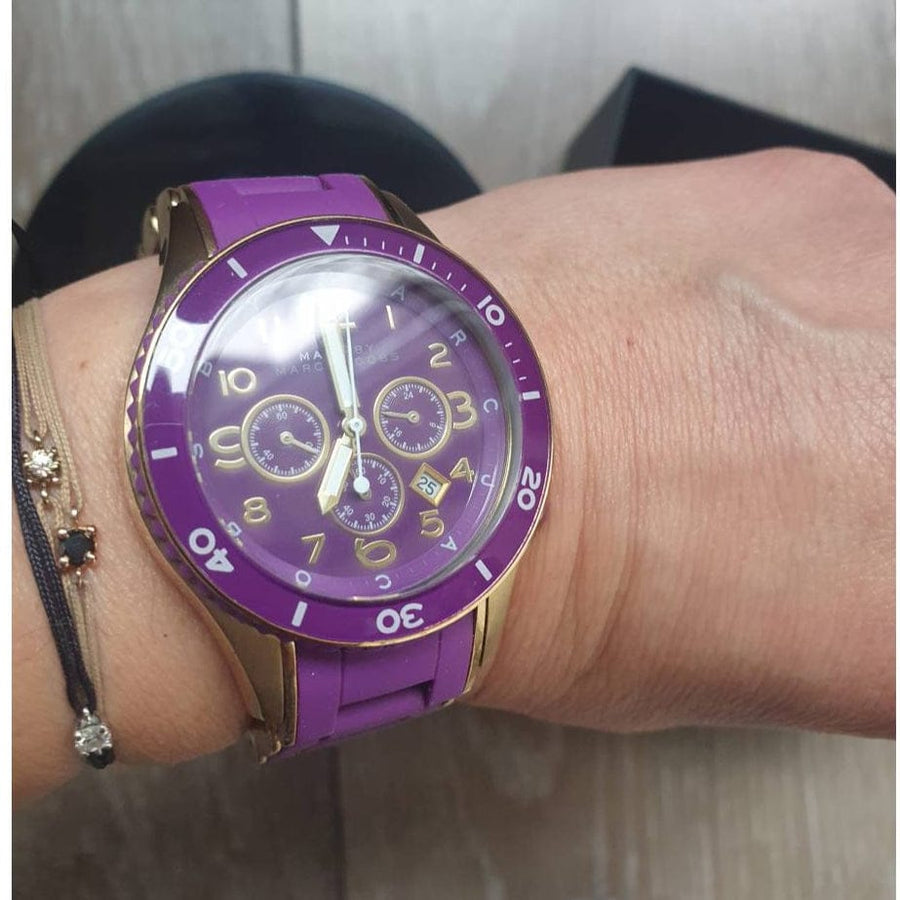 Marc Jacobs Rock Chronograph Purple Dial Purple Silicone Strap Watch for Women - MBM2576