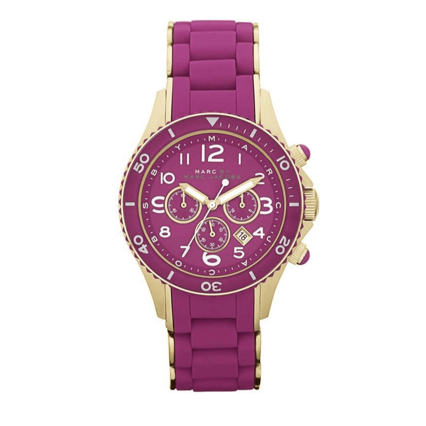 Marc Jacobs Rock Chronograph Purple Dial Purple Silicone Strap Watch for Women - MBM2576