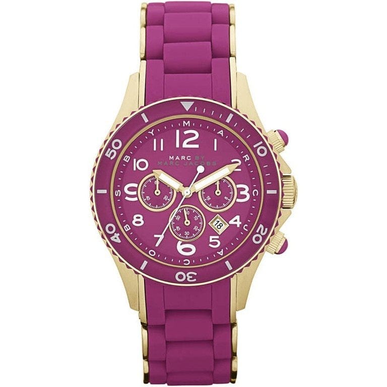 Marc Jacobs Rock Chronograph Purple Dial Purple Silicone Strap Watch for Women - MBM2576