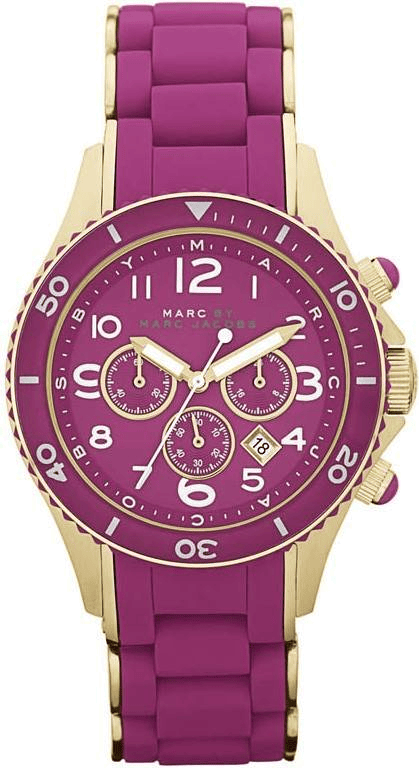 Marc Jacobs Rock Chronograph Purple Dial Purple Silicone Strap Watch for Women - MBM2576