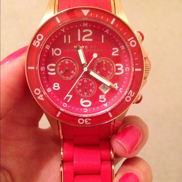 Marc Jacobs Rock Chronograph Red Dial Red Silicone Strap Watch for Women - MBM2577