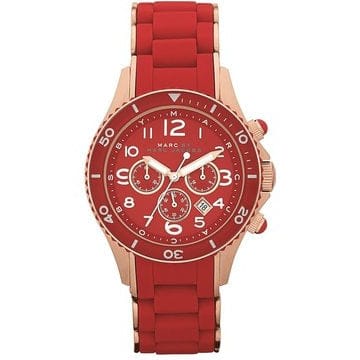 Marc Jacobs Rock Chronograph Red Dial Red Silicone Strap Watch for Women - MBM2577