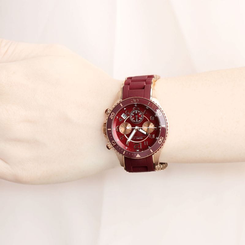 Marc Jacobs Rock Chronograph Red Dial Red Silicone Strap Watch for Women - MBM2596