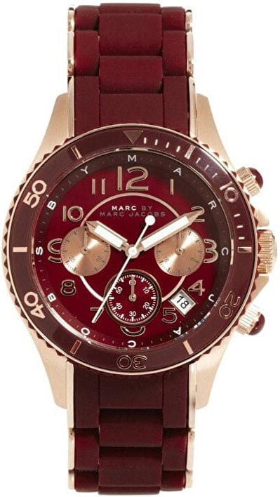 Marc Jacobs Rock Chronograph Red Dial Red Silicone Strap Watch for Women - MBM2596