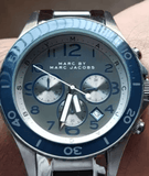 Marc Jacobs Rock Chronograph Silver Dial Silver Steel Strap Watch for Men - MBM5028