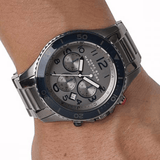 Marc Jacobs Rock Chronograph Silver Dial Silver Steel Strap Watch for Men - MBM5028