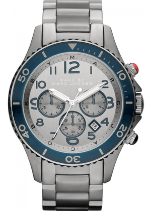 Marc Jacobs Rock Chronograph Silver Dial Silver Steel Strap Watch for Men - MBM5028