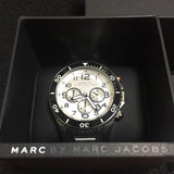 Marc Jacobs Rock Chronograph White Dial Silver Steel Strap Watch for Men - MBM5027