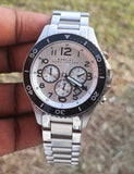 Marc Jacobs Rock Chronograph White Dial Silver Steel Strap Watch for Men - MBM5027