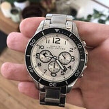 Marc Jacobs Rock Chronograph White Dial Silver Steel Strap Watch for Men - MBM5027