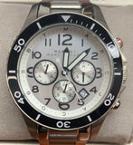Marc Jacobs Rock Chronograph White Dial Silver Steel Strap Watch for Men - MBM5027
