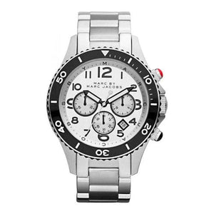 Marc Jacobs Rock Chronograph White Dial Silver Steel Strap Watch for Men - MBM5027