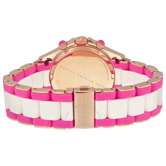 Marc Jacobs Rock Chronograph White Dial Two Tone Silicone Strap Watch for Women - MBM2593