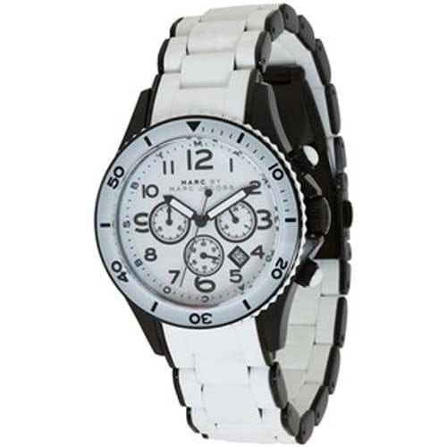 Marc Jacobs Rock Chronograph White Dial White Silicone Strap Watch for Women - MBM2574