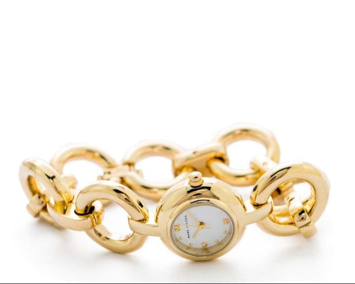 Marc Jacobs Rock White Dial Gold Steel Strap Watch for Women - MBM3005