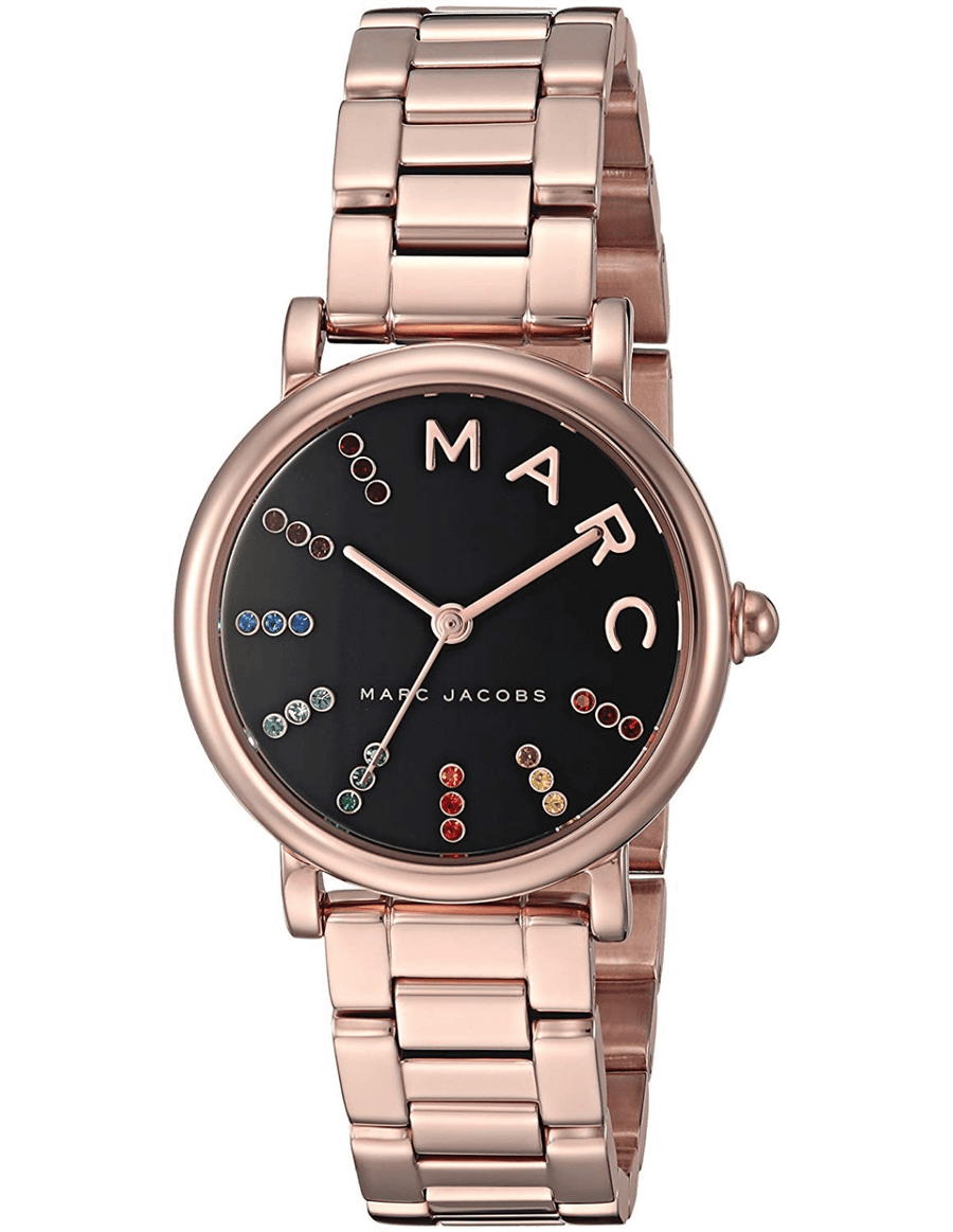 Marc Jacobs Roxy Black Dial Rose Gold Steel Strap Watch for Women - MJ3569