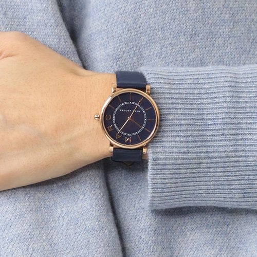 Marc Jacobs Roxy Navy Blue Dial Navy Blue Leather Strap Watch for Women - MJ1539