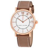 Marc Jacobs Roxy White Dial Cement Brown Leather Strap Watch for Women - MJ1533