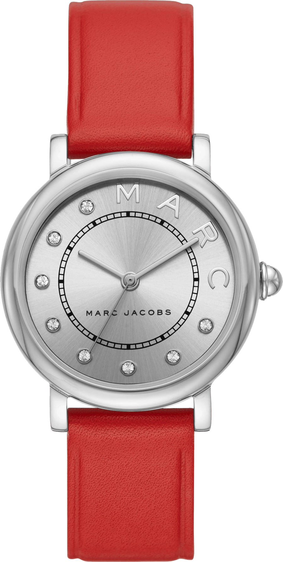 Marc Jacobs Roxy Silver Dial Red Leather Strap Watch for Women - MJ1632
