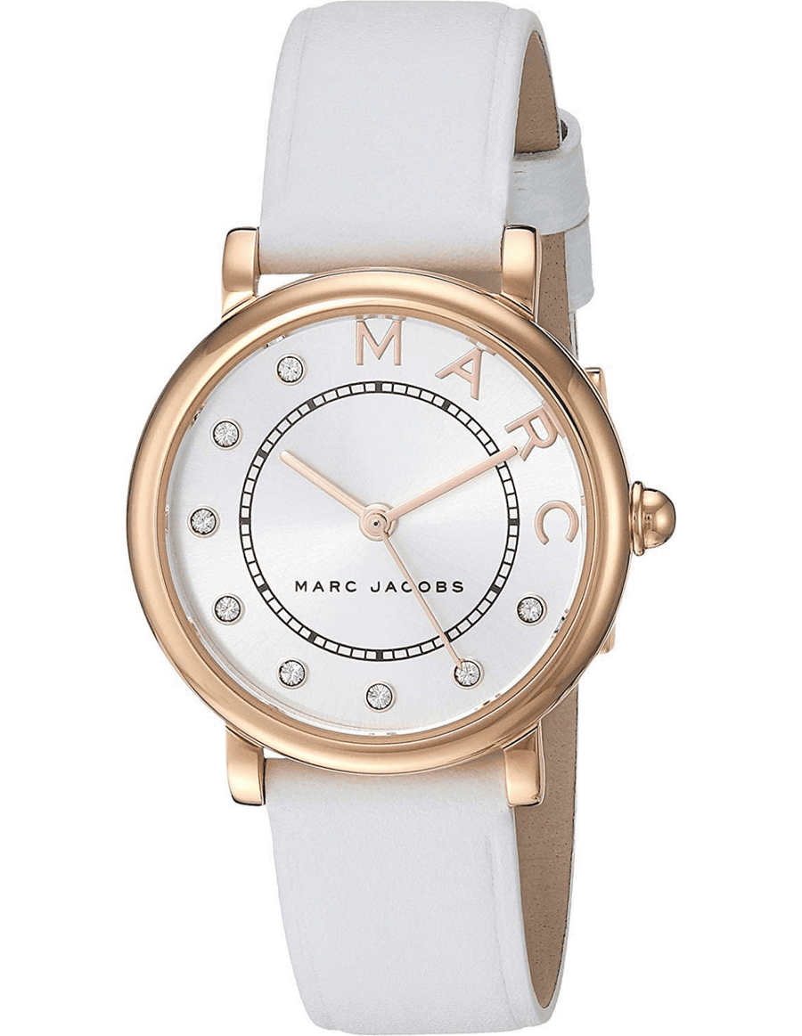 Marc Jacobs Roxy Silver Dial White Leather Strap Watch for Women - MJ1634