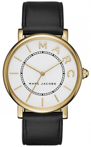 Marc Jacobs Roxy White Dial Black Leather Strap Watch for Women - MJ1532
