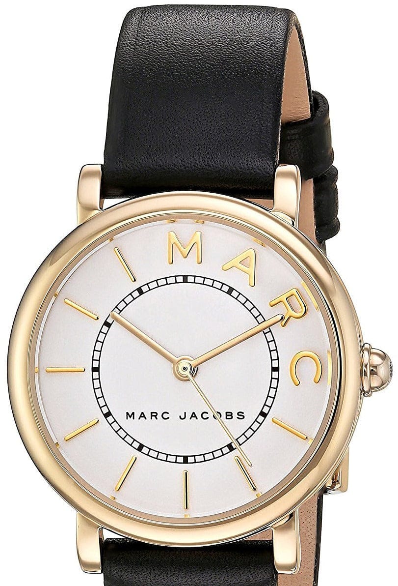 Marc Jacobs Roxy White Dial Black Leather Strap Watch for Women - MJ1537
