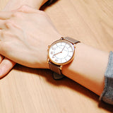 Marc Jacobs Roxy White Dial Cement Brown Leather Strap Watch for Women - MJ1533