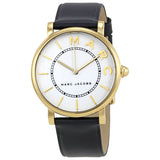 Marc Jacobs Roxy White Dial Black Leather Strap Watch for Women - MJ1532