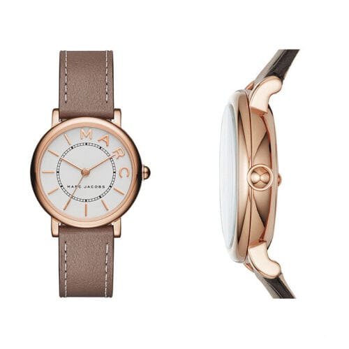 Marc Jacobs Roxy White Dial Light Brown Leather Strap Watch for Women - MJ1538