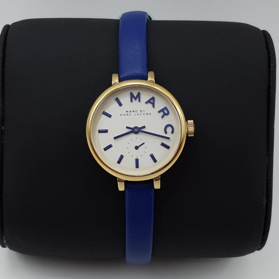 Marc Jacobs Sally White Dial Blue Leather Strap Watch for Women - MBM1354
