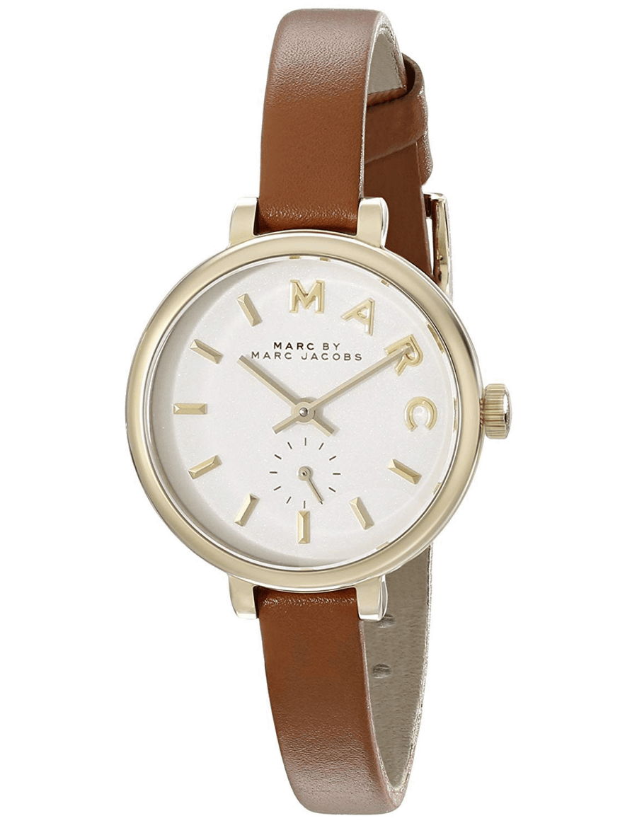 Marc Jacobs Sally White Dial Brown Leather Strap Watch for Women - MBM1351