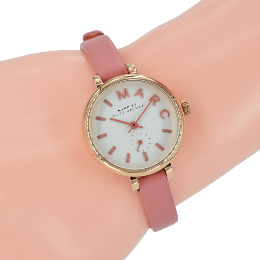 Marc Jacobs Sally White Dial Orange Leather Strap Watch for Women - MBM1355