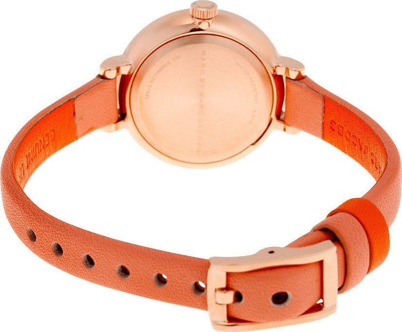 Marc Jacobs Sally White Dial Orange Leather Strap Watch for Women - MBM1355