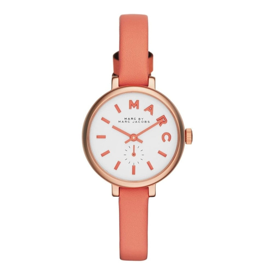 Marc Jacobs Sally White Dial Orange Leather Strap Watch for Women - MBM1355