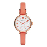 Marc Jacobs Sally White Dial Orange Leather Strap Watch for Women - MBM1355