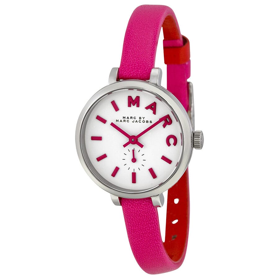 Marc Jacobs Sally White Dial Pink Leather Strap Watch for Women - MBM1353