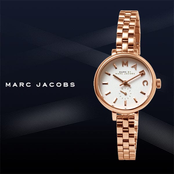 Marc Jacobs Sally White Dial Rose Gold Steel Strap Watch for Women - MBM8643