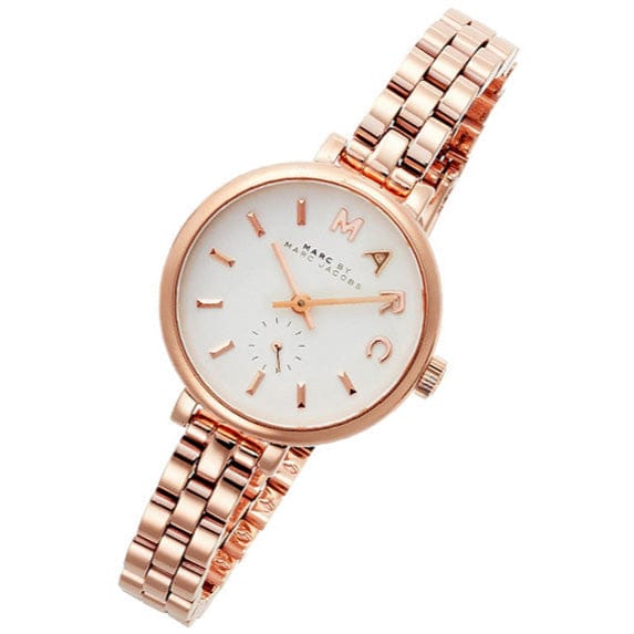 Marc Jacobs Sally White Dial Rose Gold Steel Strap Watch for Women - MBM8643