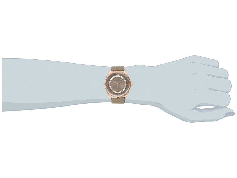 Marc Jacobs Tether Grey Dial Grey Leather Strap Watch for Women - MBM1375