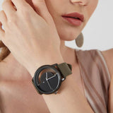 Marc Jacobs Tether Transparent Black Dial Black Leather Strap Watch for Women - MBM1379