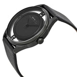 Marc Jacobs Tether Transparent Black Dial Black Leather Strap Watch for Women - MBM1379