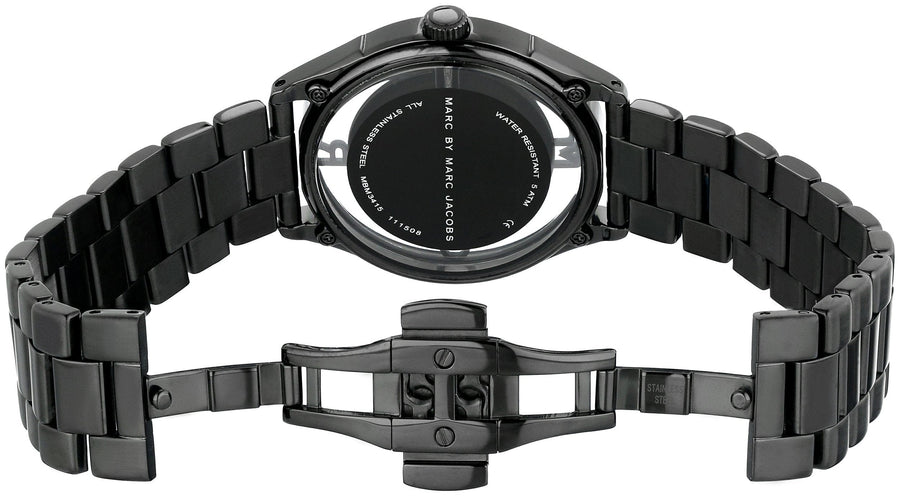Marc Jacobs Tether Transparent Black Dial Black Steel Strap Watch for Women - MBM3415
